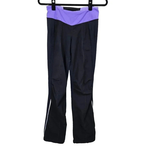 Lululemon Lined Straight Leg Black Pants Lavender Waist Size‎ 4 - Picture 3 of 9